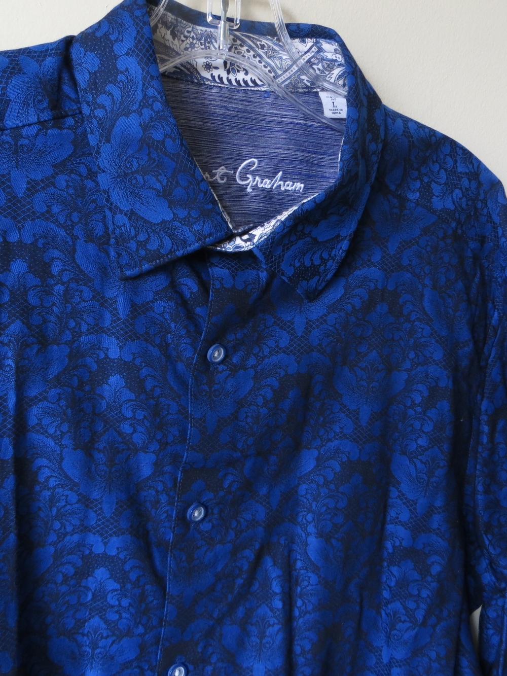 Robert Graham Royal Blue Floral Jacquard Paisley Button-Down Shirt